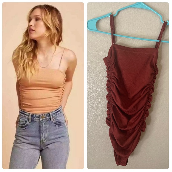 Free People Tops - Free People On Your Side Ruched Tank Bodysuit